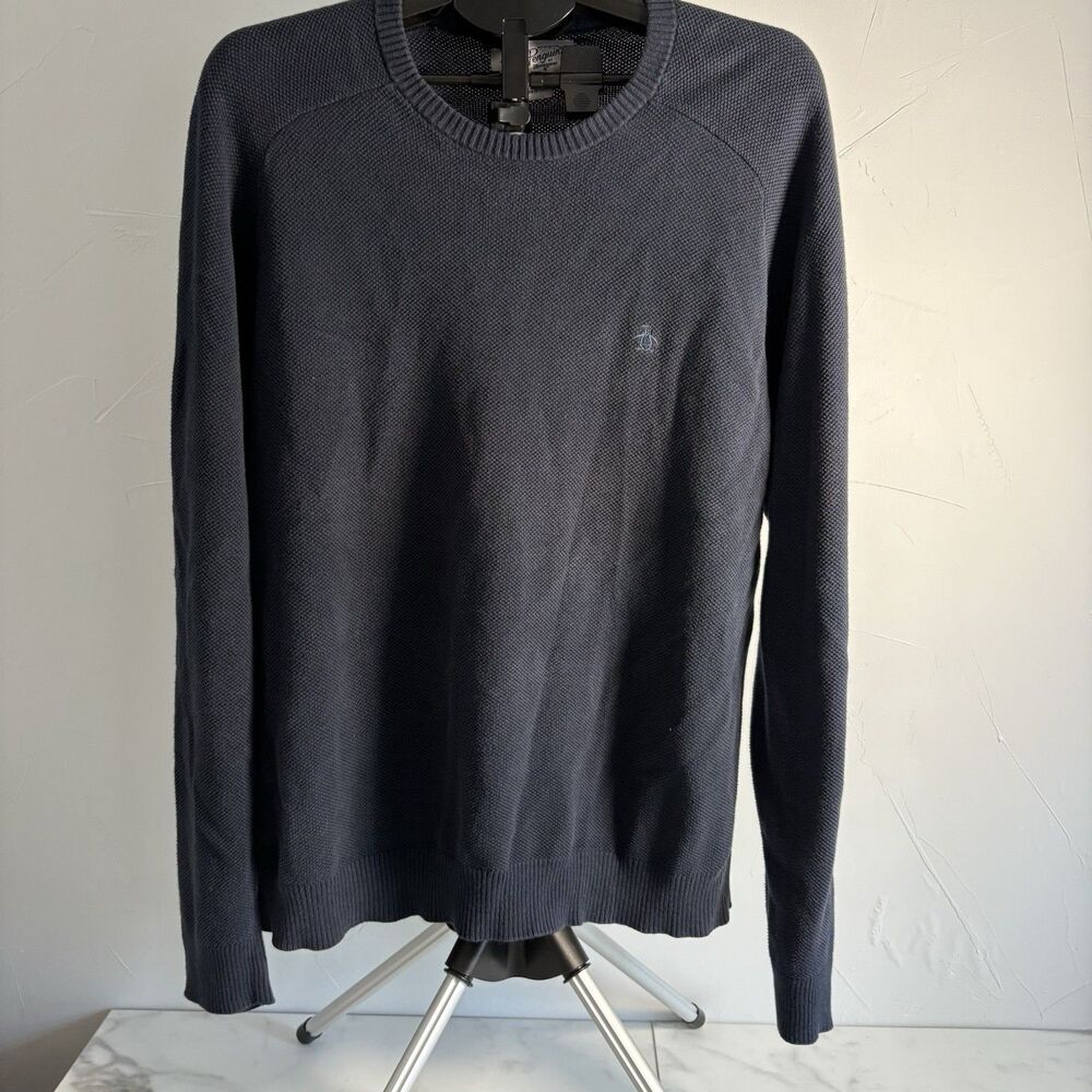 Penguin Men's 100% Cotton Navy Blue Crew Neck Pullover Sweater Size  XL